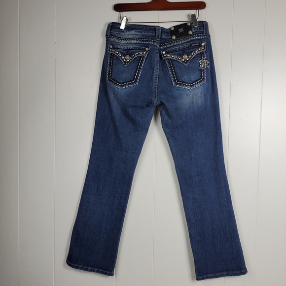 Miss Me easy boot cut JE5087E6R rhinestone embroidered bling jeans size 30 - Picture 3 of 16
